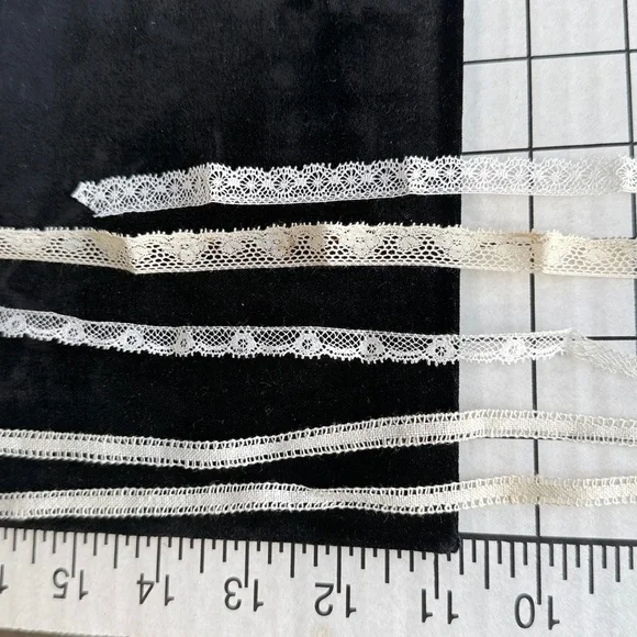 Antique Lace Collar & Trim Lot Victorian Edwardian Filet Lace Heirloom Sewing - Picture 11 of 12